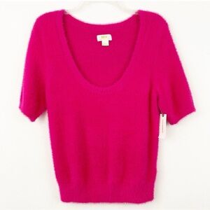 Maeve by Anthropologie Pink/ Rose Scoop Neck Eyelash Sweater Tee Size M